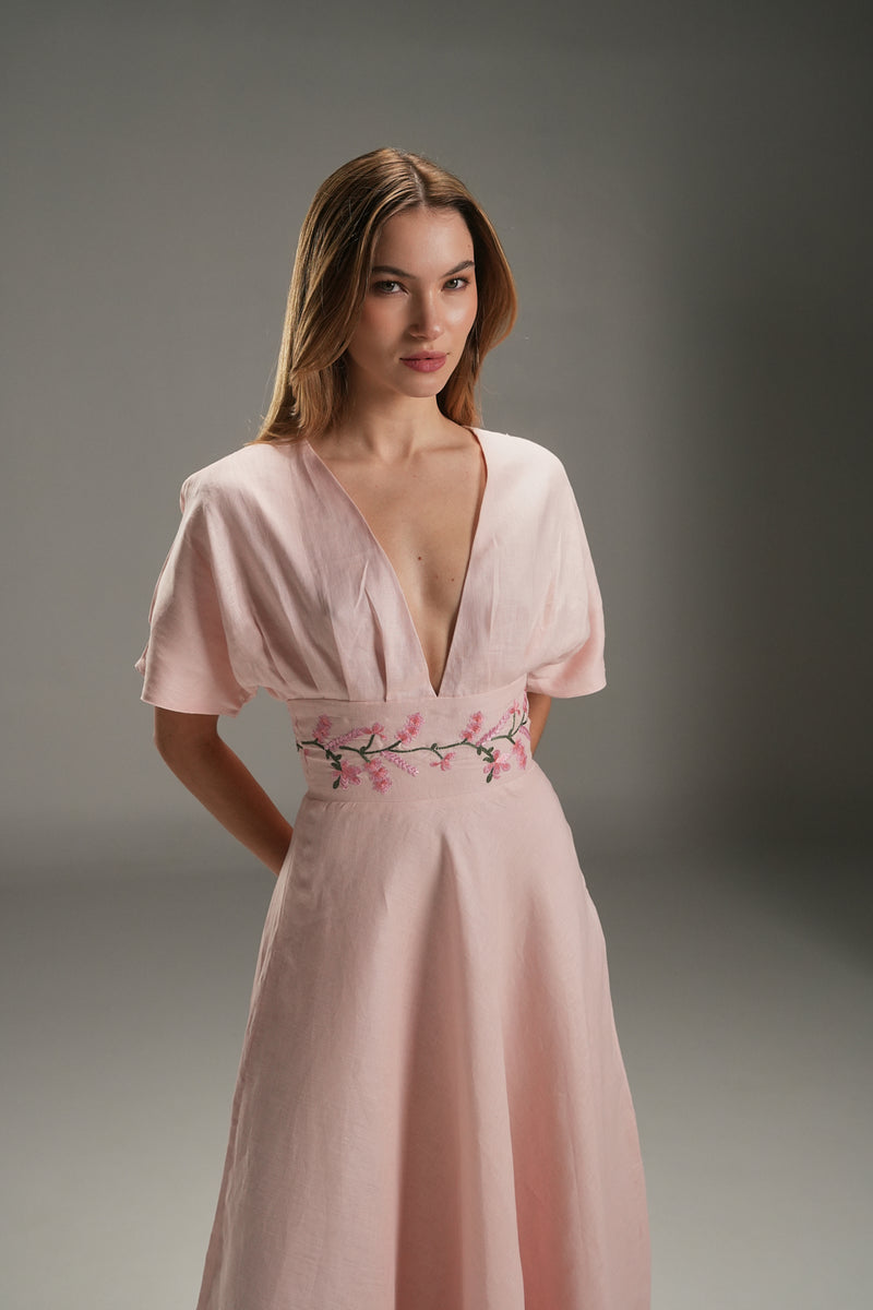 PINK LUCY LINEN LONG DRESS