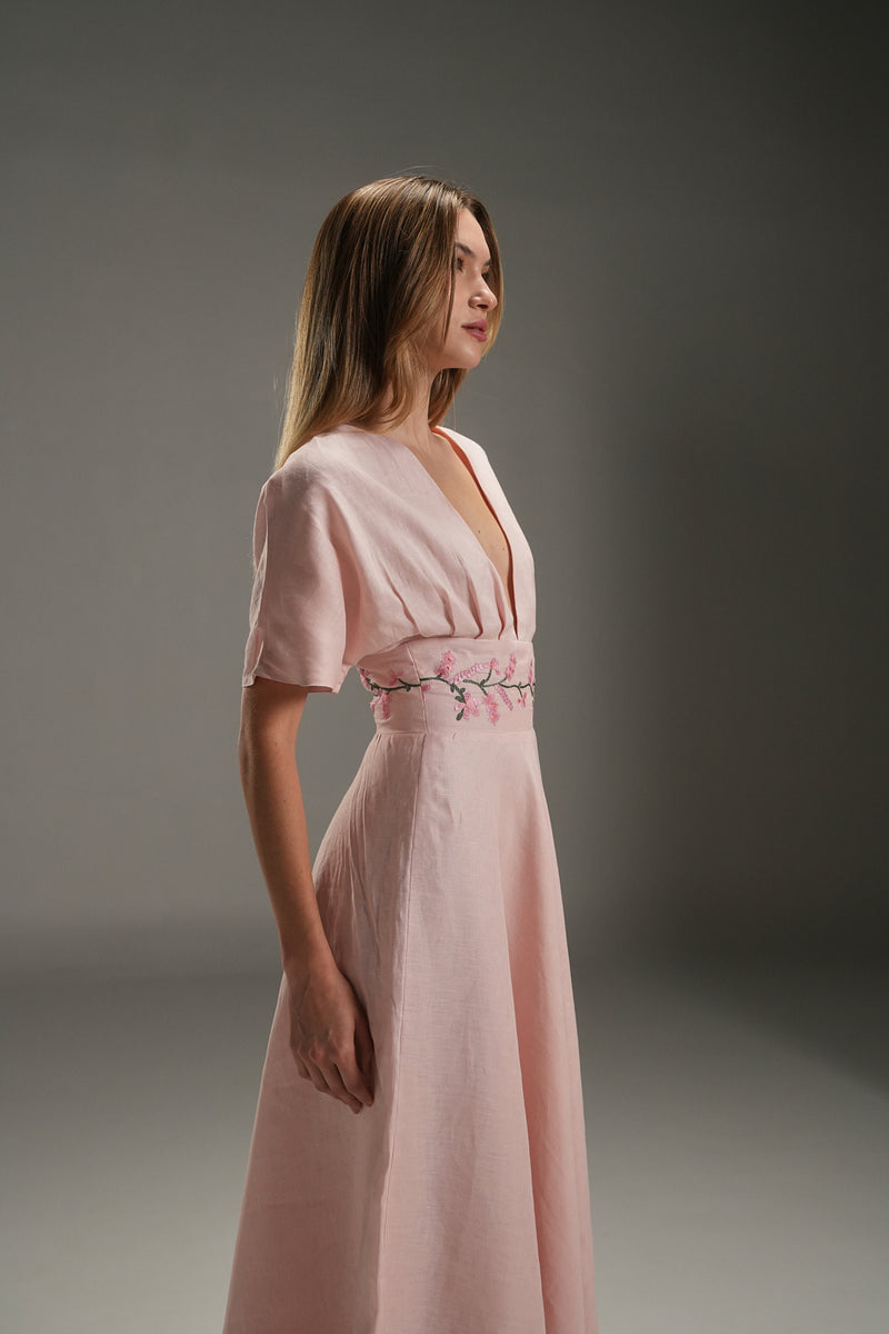 PINK LUCY LINEN LONG DRESS
