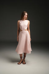 PINK MARIA LINEN LONG DRESS