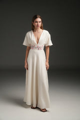 IVORY LUCY LINEN LONG DRESS