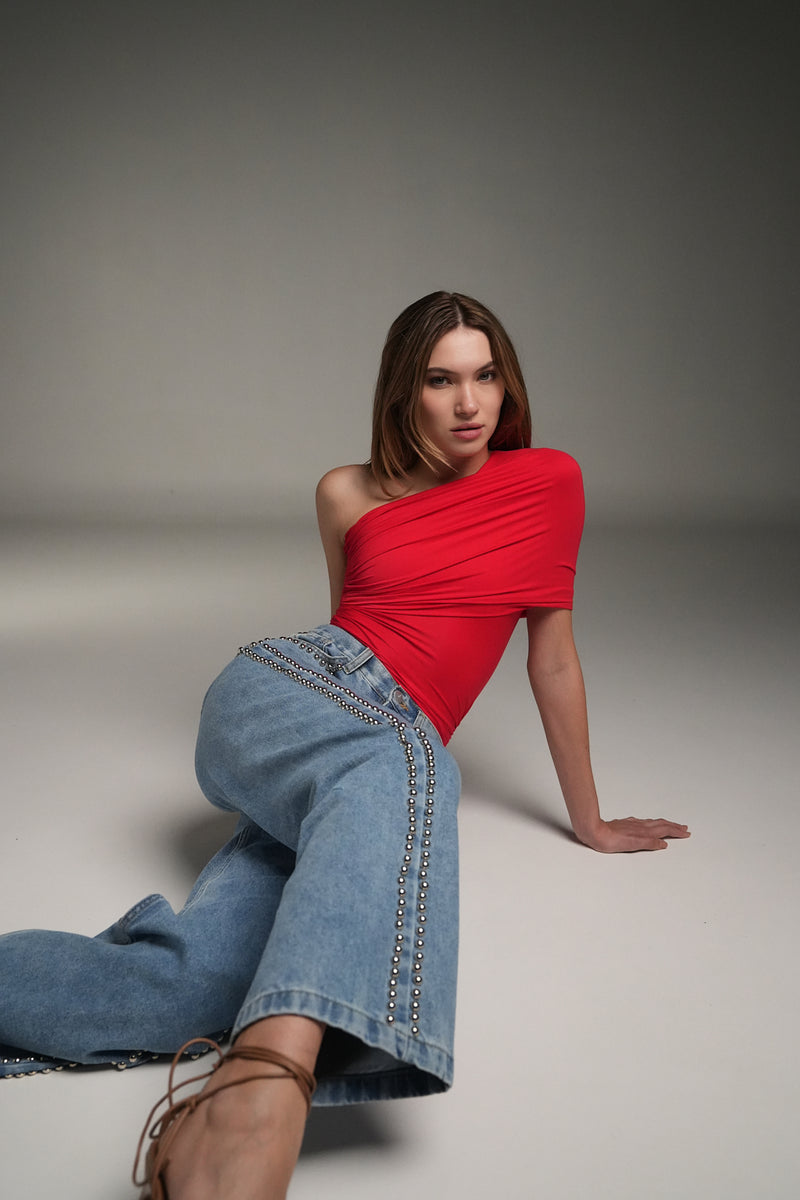 SCARLET RED ABRIL TOP